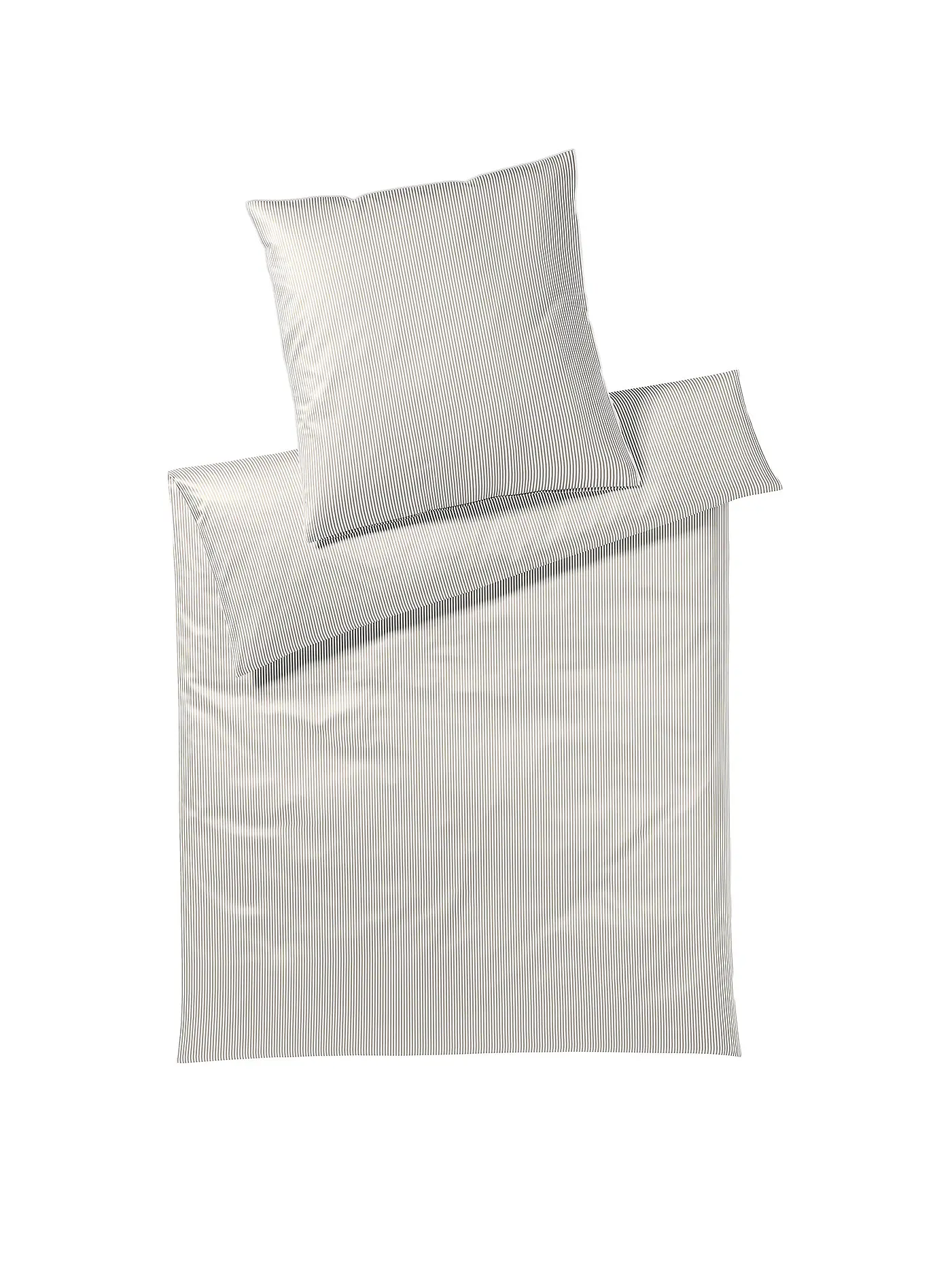 ELEGANTE | Satin Bettwäsche Hamburger Streifen 140x200cm Grau/Weiss | creme